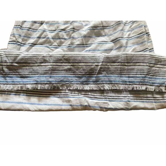 Tommy Bahama Women's Off The Shoulder Linen Stripe MIDI Dress Fringe Hem Medium - Picture 3 of 8